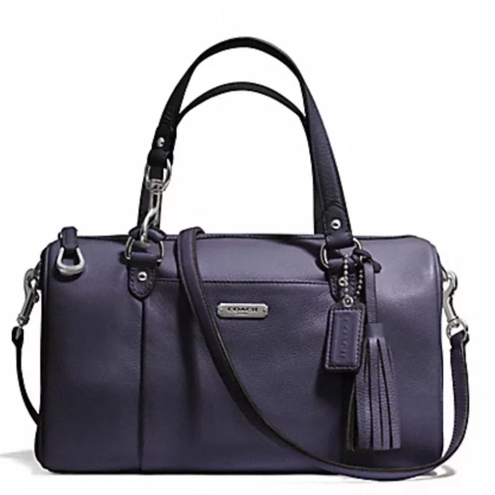 Coach Purple Leather Satchel with Tassel